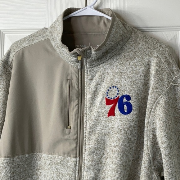 Antigua - Philadelphia 76ers Fortune Full Zip Jacket Oatmeal Heather Men's XL - Picture 4 of 9